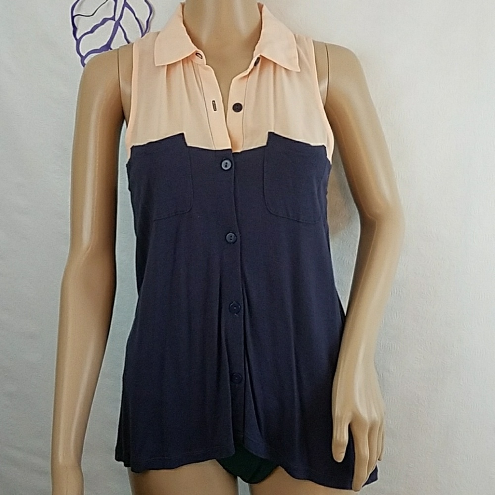 silence + noise sleeveless button-down blouse 0228